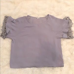 Grey Lace Sleeve Shirt